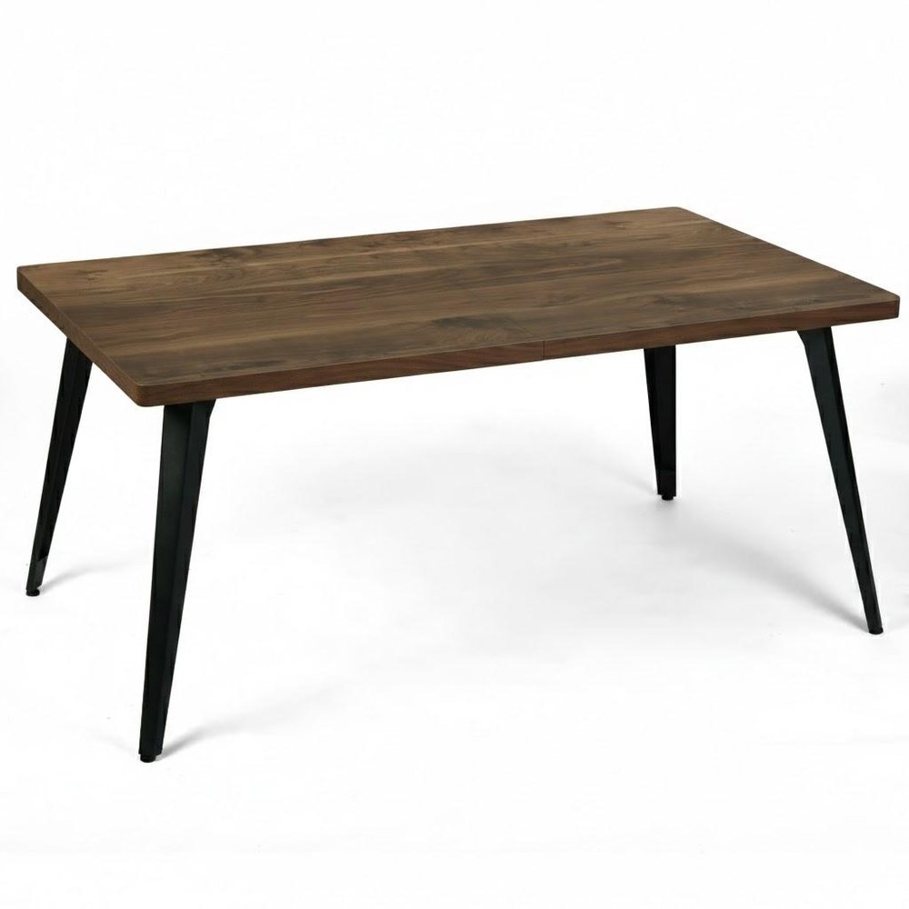 63" Natural And Black Wood And Iron Dining Table — view 2