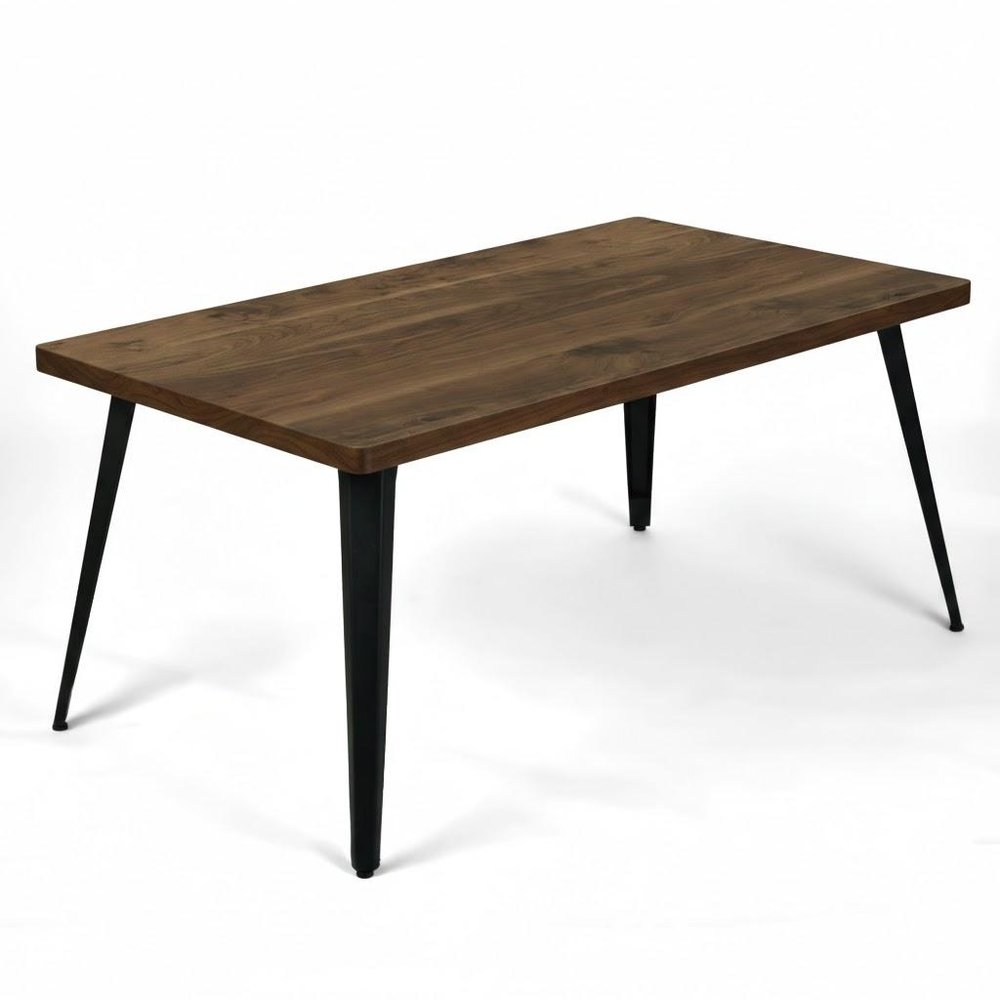63" Natural And Black Wood And Iron Dining Table — view 3