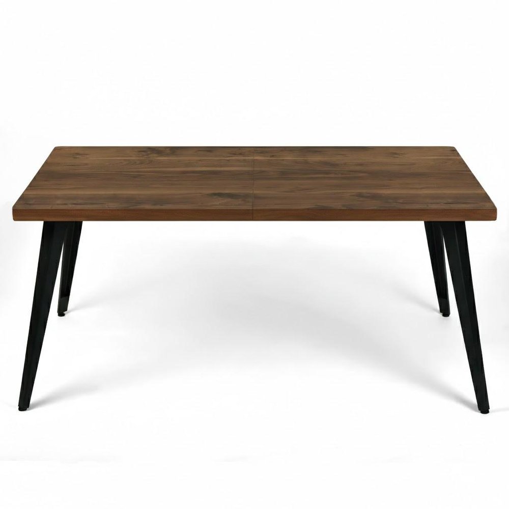 63" Walnut And Black Wood And Iron Dining Table — view 4