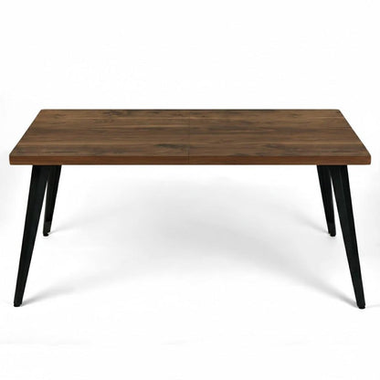 63" Walnut And Black Wood And Iron Dining Table HomeRoots