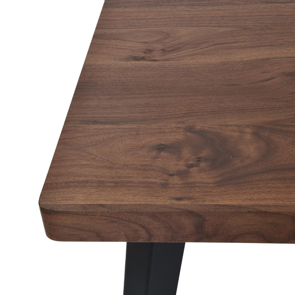 63" Natural And Black Wood And Iron Dining Table