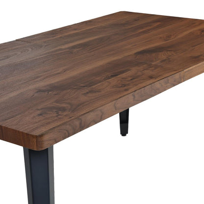 63" Walnut And Black Wood And Iron Dining Table HomeRoots