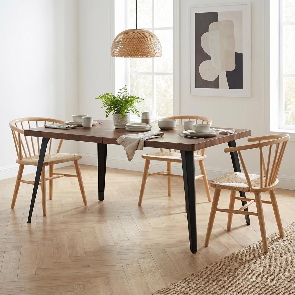 63" Walnut And Black Wood And Iron Dining Table — view 9