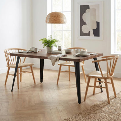 63" Walnut And Black Wood And Iron Dining Table HomeRoots