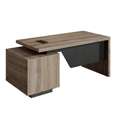 71" Walnut Wood Pedestal Executive Desk With Two Drawers HomeRoots