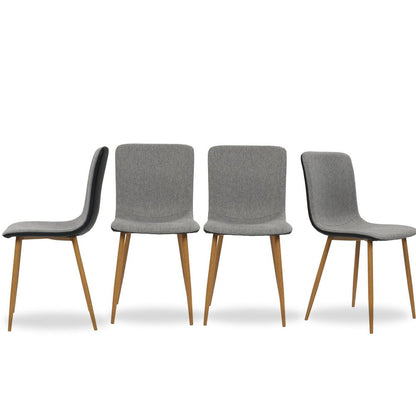 Set of Four Gray And Black Fabric And Faux Leather Dining Side Chairs HomeRoots