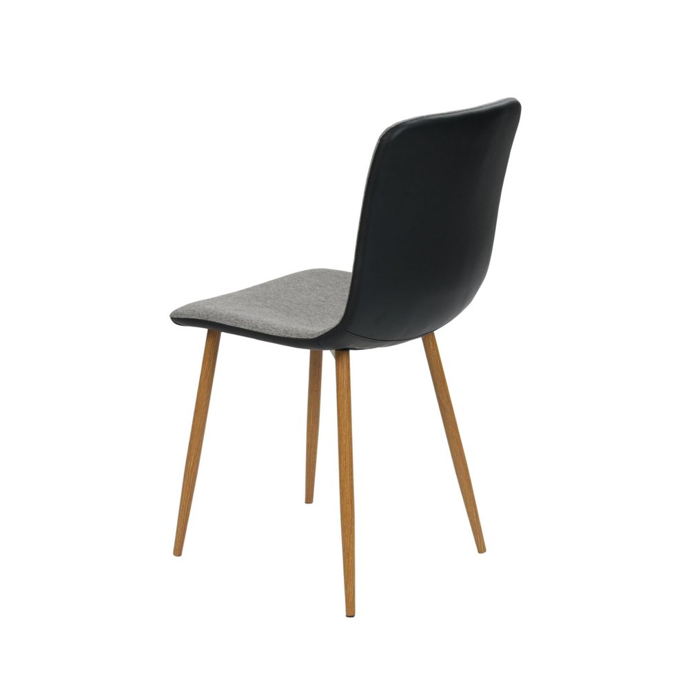 Set of Four Gray And Black Fabric And Faux Leather Dining Side Chairs — view 2
