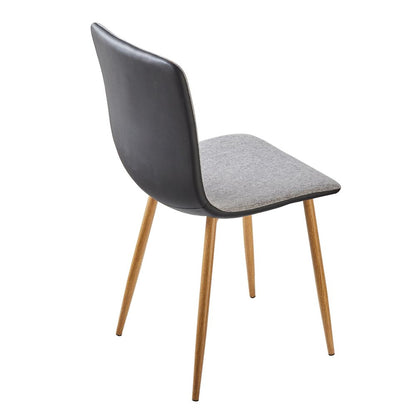 Set of Four Gray And Black Fabric And Faux Leather Dining Side Chairs HomeRoots