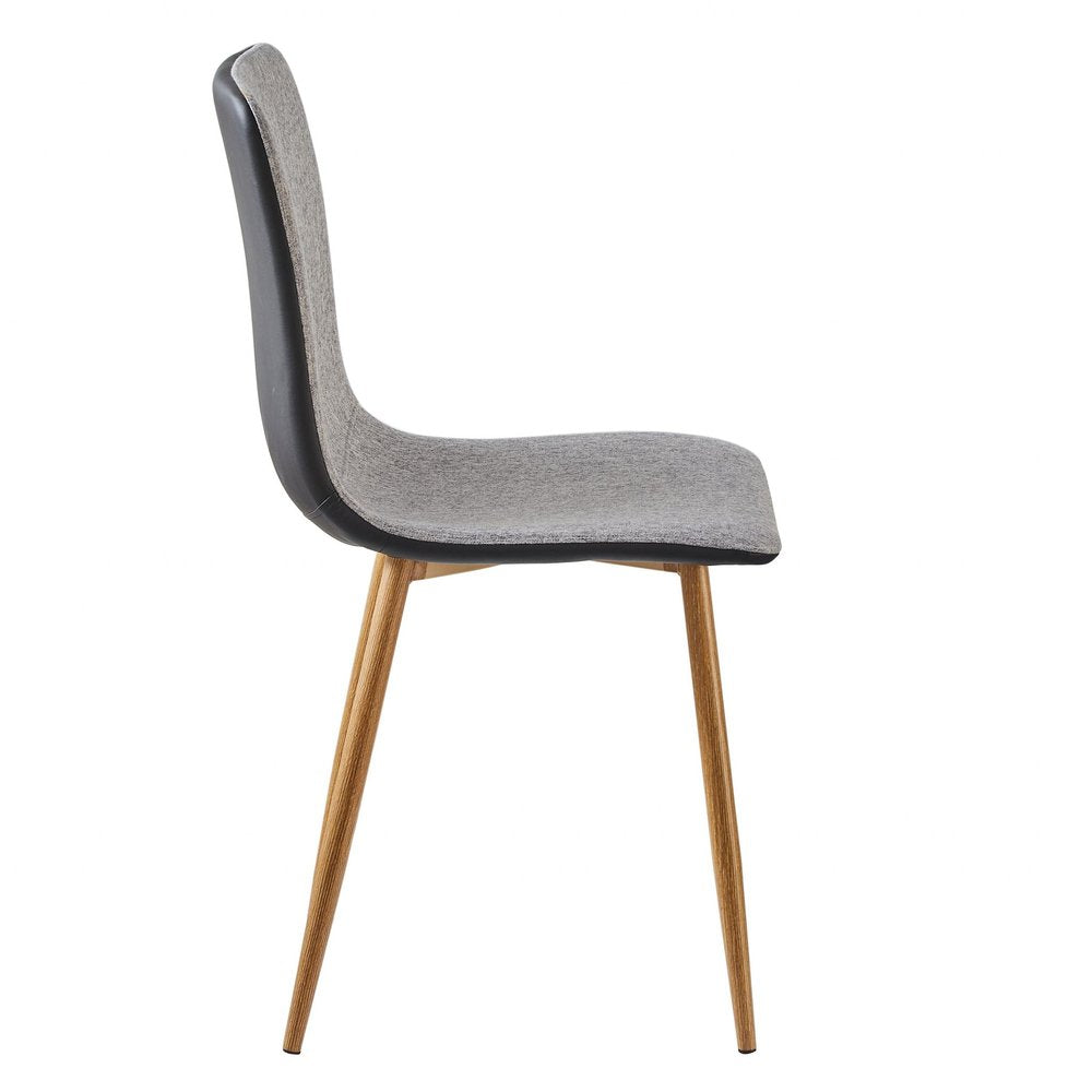 Set of Four Gray And Black Fabric And Faux Leather Dining Side Chairs — view 3