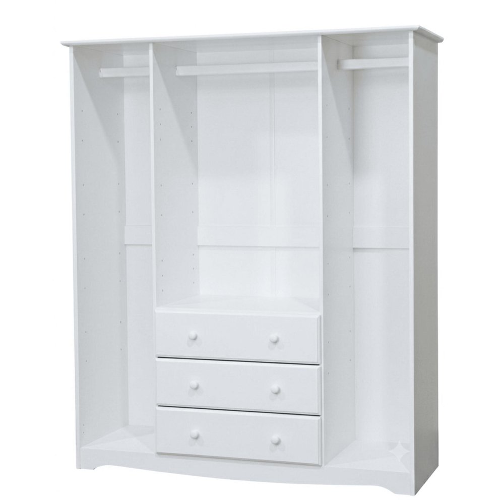 72" White Raised Panel Solid Wood Four Door Three Drawer Combo Dresser — view 1