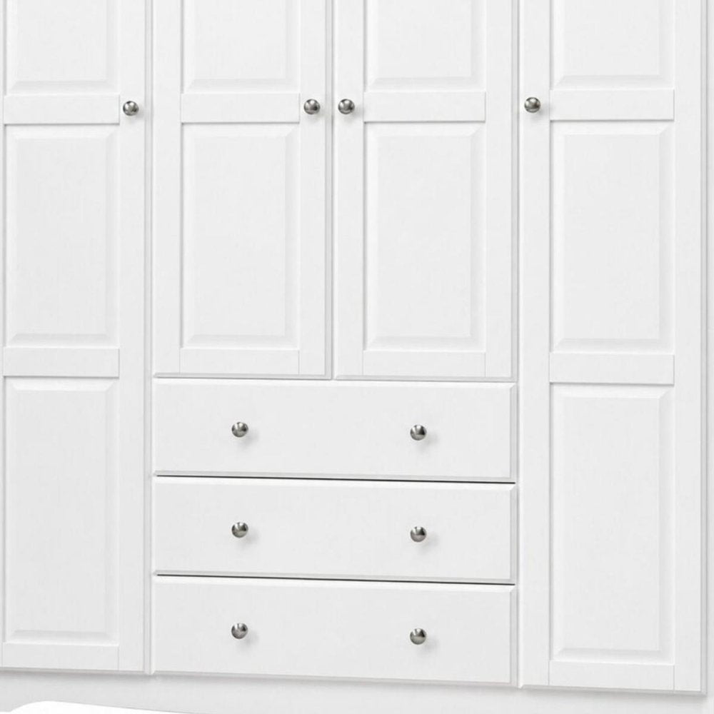 72" White Solid Wood Four Door Three Drawer Combo Dresser — view 13