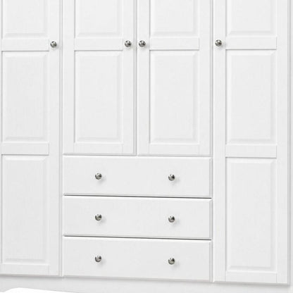 72" White Solid Wood Four Door Three Drawer Combo Dresser HomeRoots