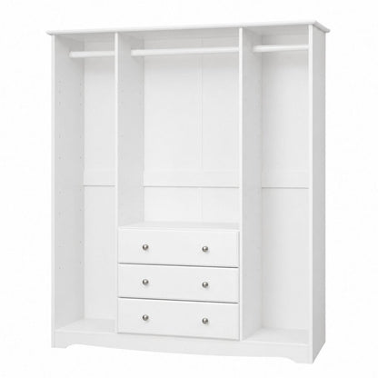 72" White Solid Wood Four Door Three Drawer Combo Dresser HomeRoots