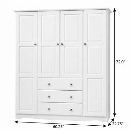 72" White Solid Wood Four Door Three Drawer Combo Dresser HomeRoots