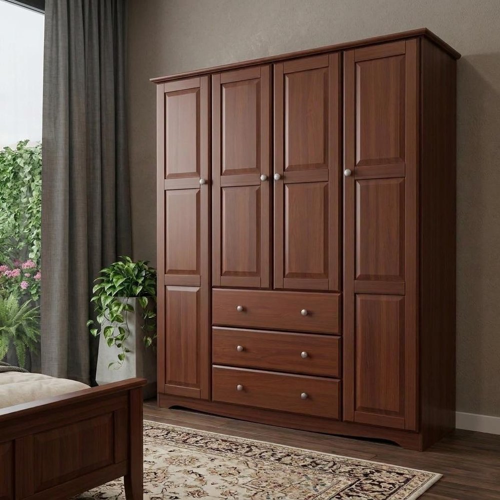 72" Coffee Solid Wood Four Door Three Drawer Combo Dresser HomeRoots
