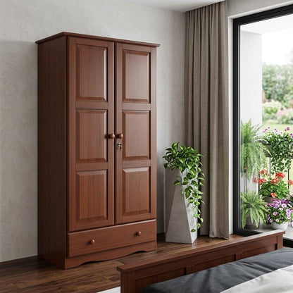 72" Coffee Solid Wood Two Door Single Drawer Combo Dresser HomeRoots
