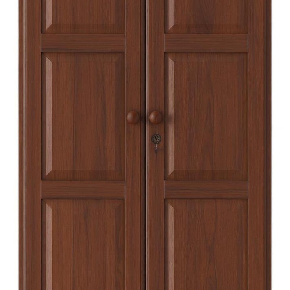 72" Coffee Raised Panel Solid Wood Two Door Single Drawer Combo Dresser