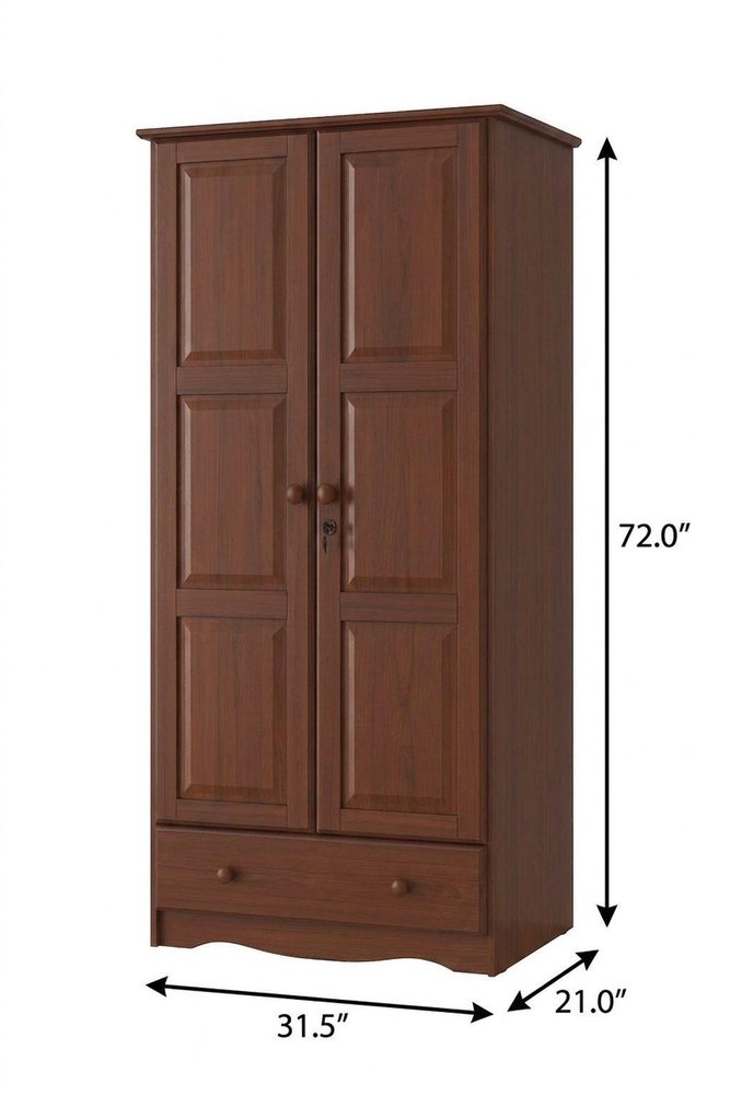 72" Coffee Solid Wood Two Door Single Drawer Combo Dresser — view 4
