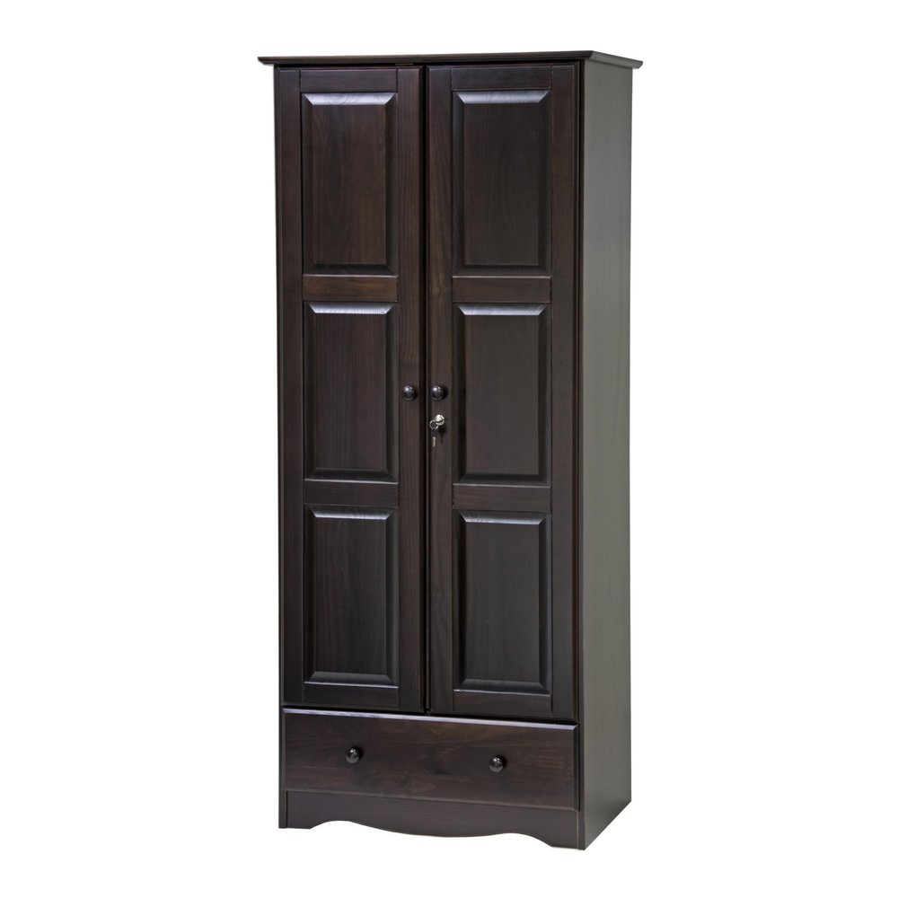72" Coffee Solid Wood Two Door Single Drawer Combo Dresser — view 9