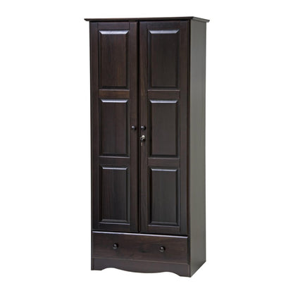72" Coffee Solid Wood Two Door Single Drawer Combo Dresser HomeRoots