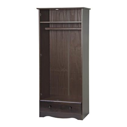 72" Coffee Solid Wood Two Door Single Drawer Combo Dresser HomeRoots