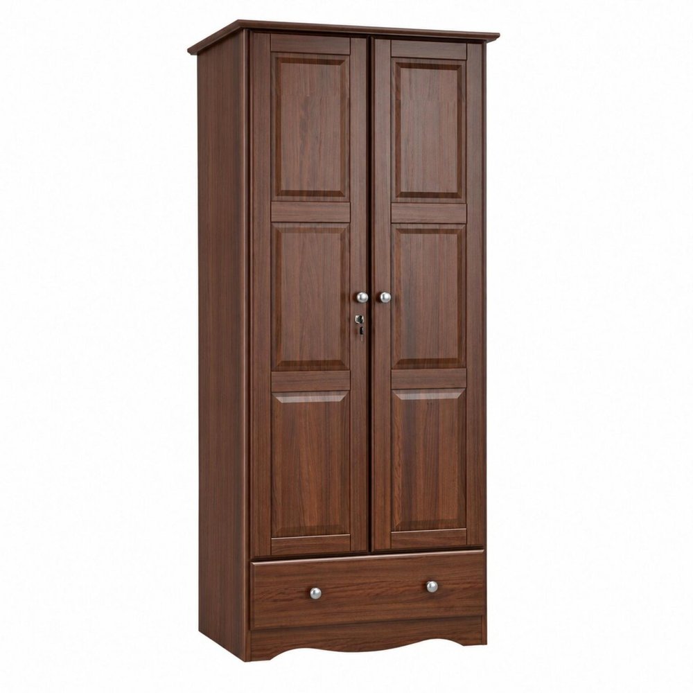 72" Coffee Solid Wood Two Door Single Drawer Combo Dresser HomeRoots
