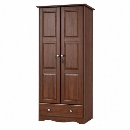 72" Coffee Solid Wood Two Door Single Drawer Combo Dresser HomeRoots