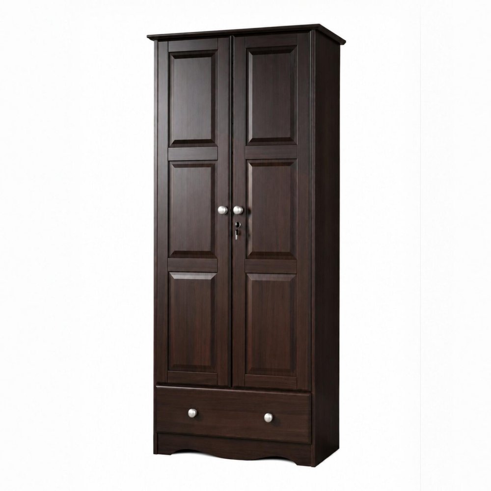 72" Coffee Solid Wood Two Door Single Drawer Combo Dresser HomeRoots