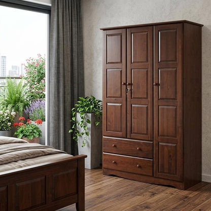 72" Coffee Solid Wood Three Door Two Drawer Combo Dresser HomeRoots
