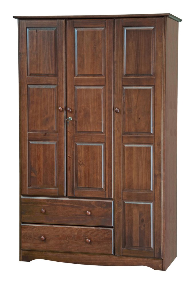 72" Coffee Solid Wood Three Door Two Drawer Combo Dresser — view 1