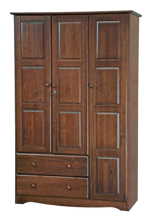 72" Coffee Solid Wood Three Door Two Drawer Combo Dresser