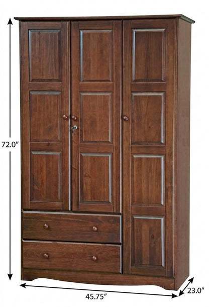 72" Coffee Solid Wood Three Door Two Drawer Combo Dresser HomeRoots