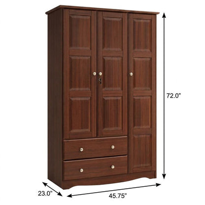 72" Coffee Solid Wood Three Door Two Drawer Combo Dresser HomeRoots