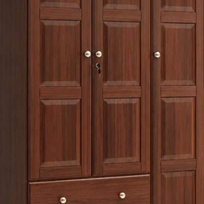72" Coffee Solid Wood Three Door Two Drawer Combo Dresser HomeRoots
