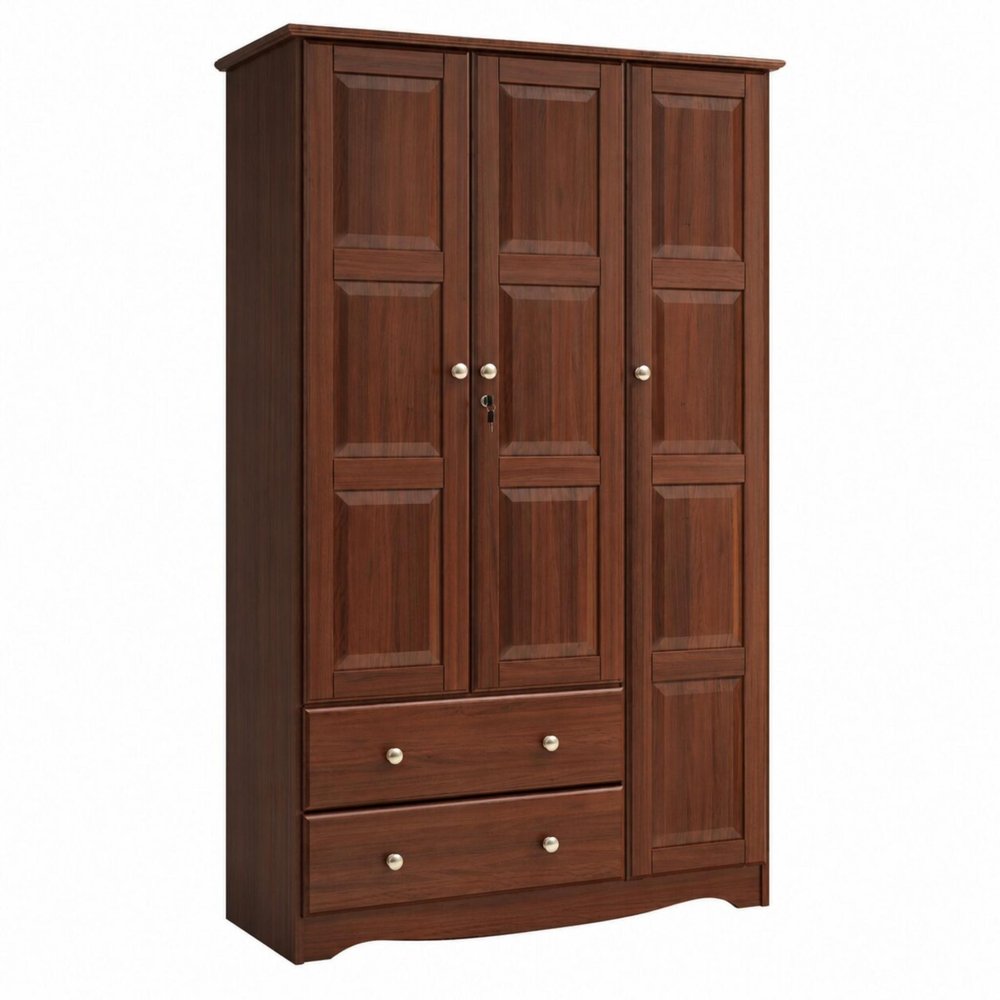 72" Coffee Solid Wood Three Door Two Drawer Combo Dresser — view 8