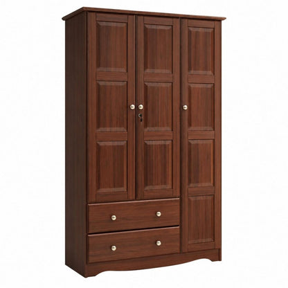 72" Coffee Solid Wood Three Door Two Drawer Combo Dresser HomeRoots