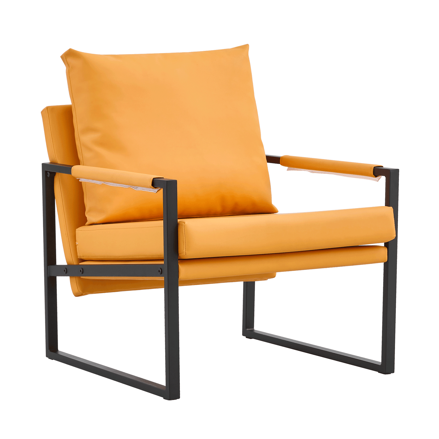 PU leather armchair medieval metal frame cushion backrest living room sofa chair - FurniFindUSA