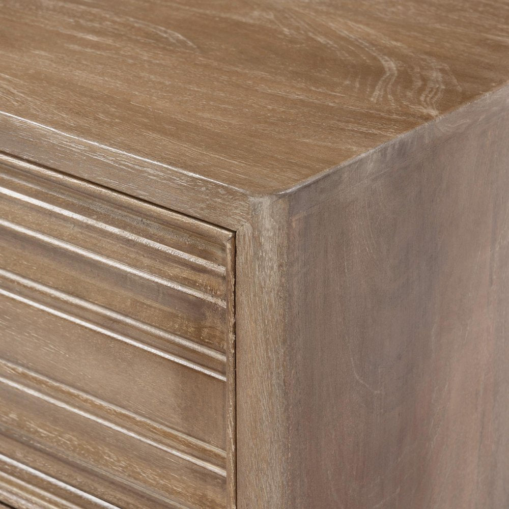 24" Light Brown Solid Wood Distressed Two Drawer Nightstand — view 2