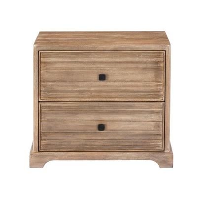 24" Light Brown Solid Wood Distressed Two Drawer Nightstand HomeRoots