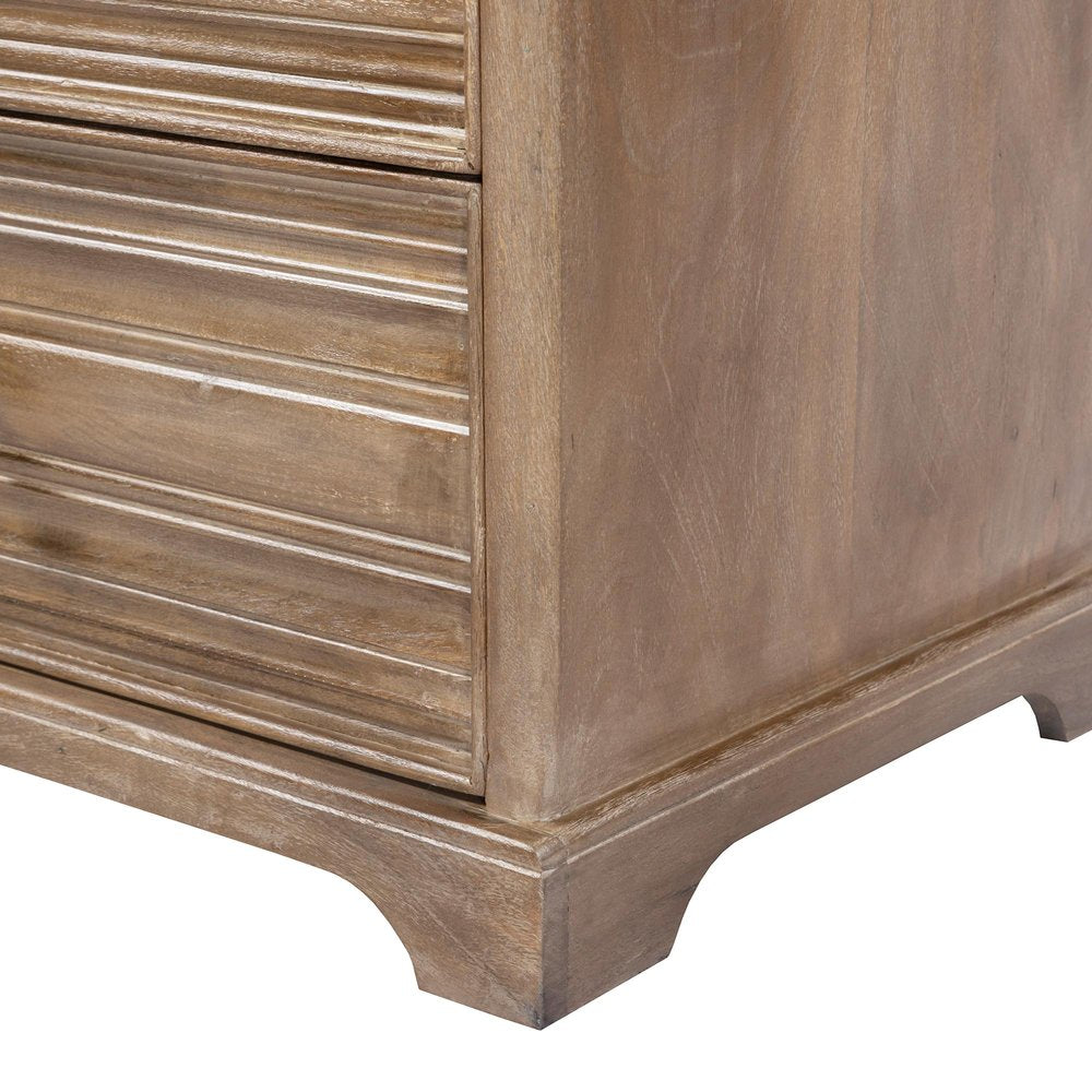 24" Light Brown Solid Wood Distressed Two Drawer Nightstand HomeRoots