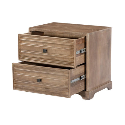 24" Light Brown Solid Wood Distressed Two Drawer Nightstand HomeRoots