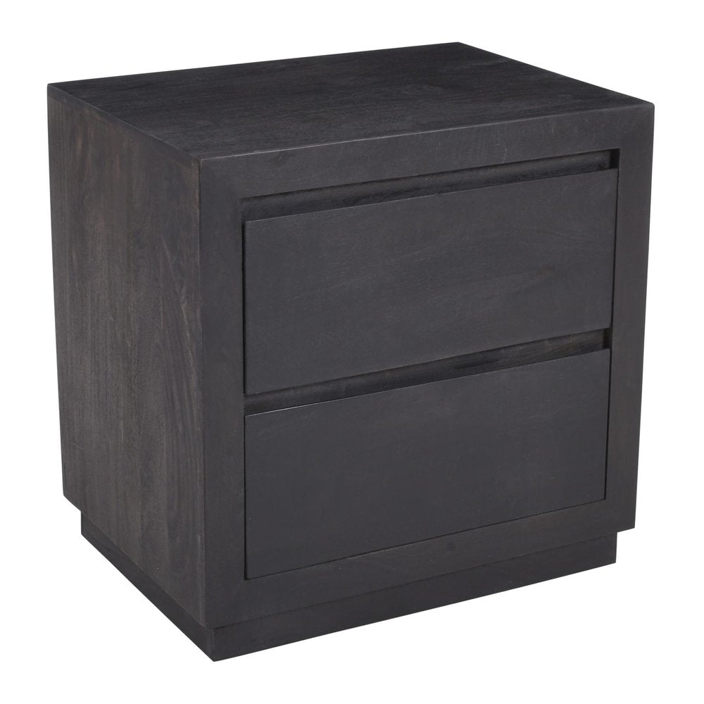 24" Brown Solid Wood Distressed Two Drawer Nightstand — view 2