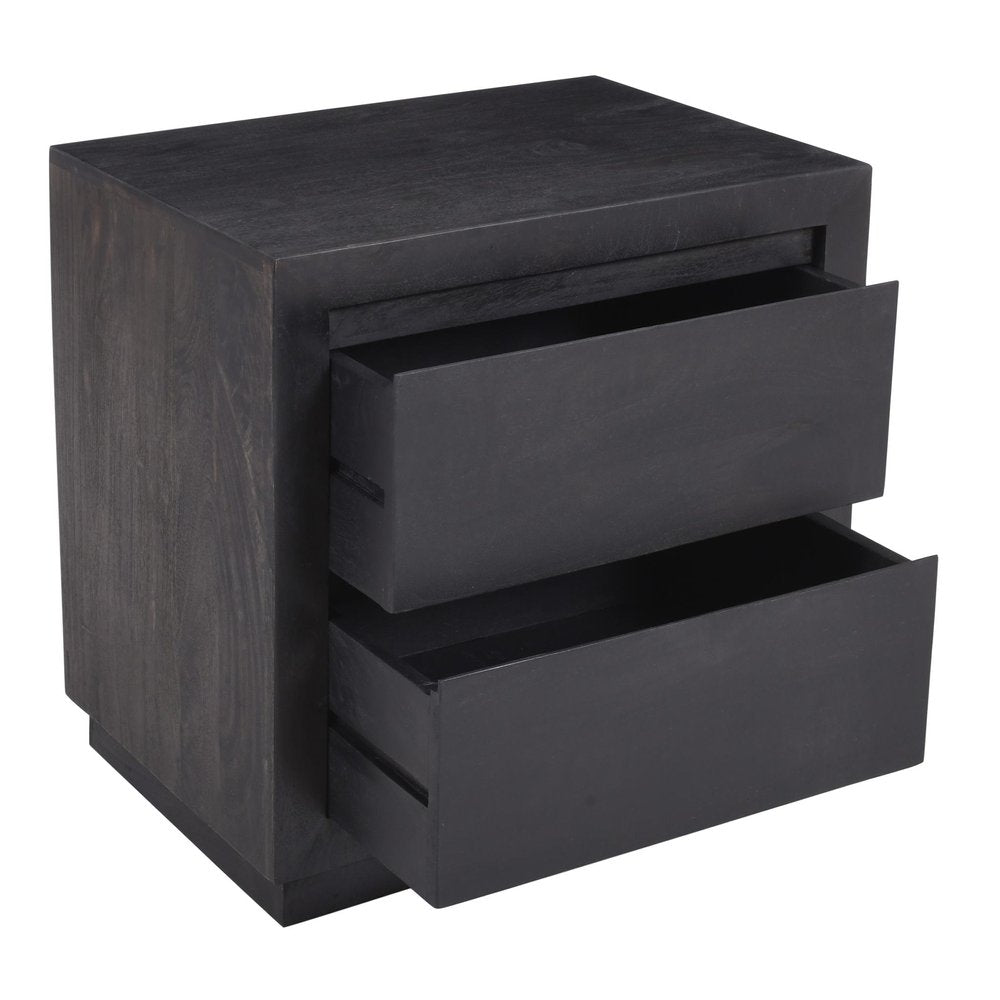 24" Brown Solid Wood Distressed Two Drawer Nightstand HomeRoots