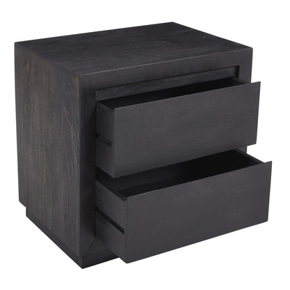 24" Brown Solid Wood Distressed Two Drawer Nightstand HomeRoots