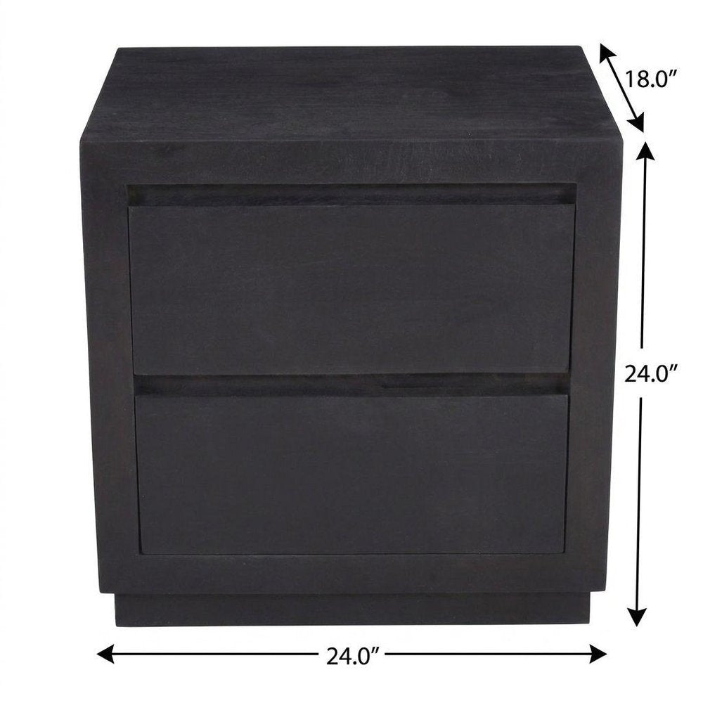 24" Brown Solid Wood Distressed Two Drawer Nightstand HomeRoots