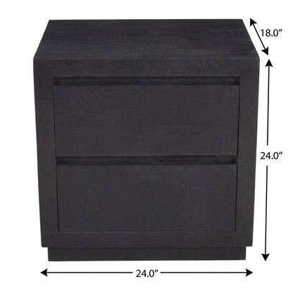 24" Brown Solid Wood Distressed Two Drawer Nightstand HomeRoots