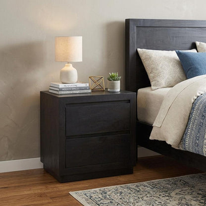 24" Brown Solid Wood Distressed Two Drawer Nightstand HomeRoots