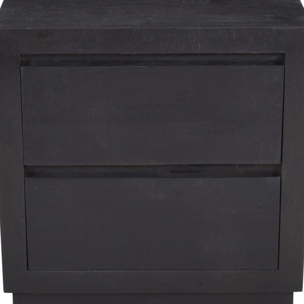 24" Brown Solid Wood Distressed Two Drawer Nightstand HomeRoots