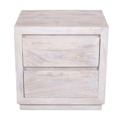 24" Ivory Solid Wood Distressed Two Drawer Nightstand HomeRoots
