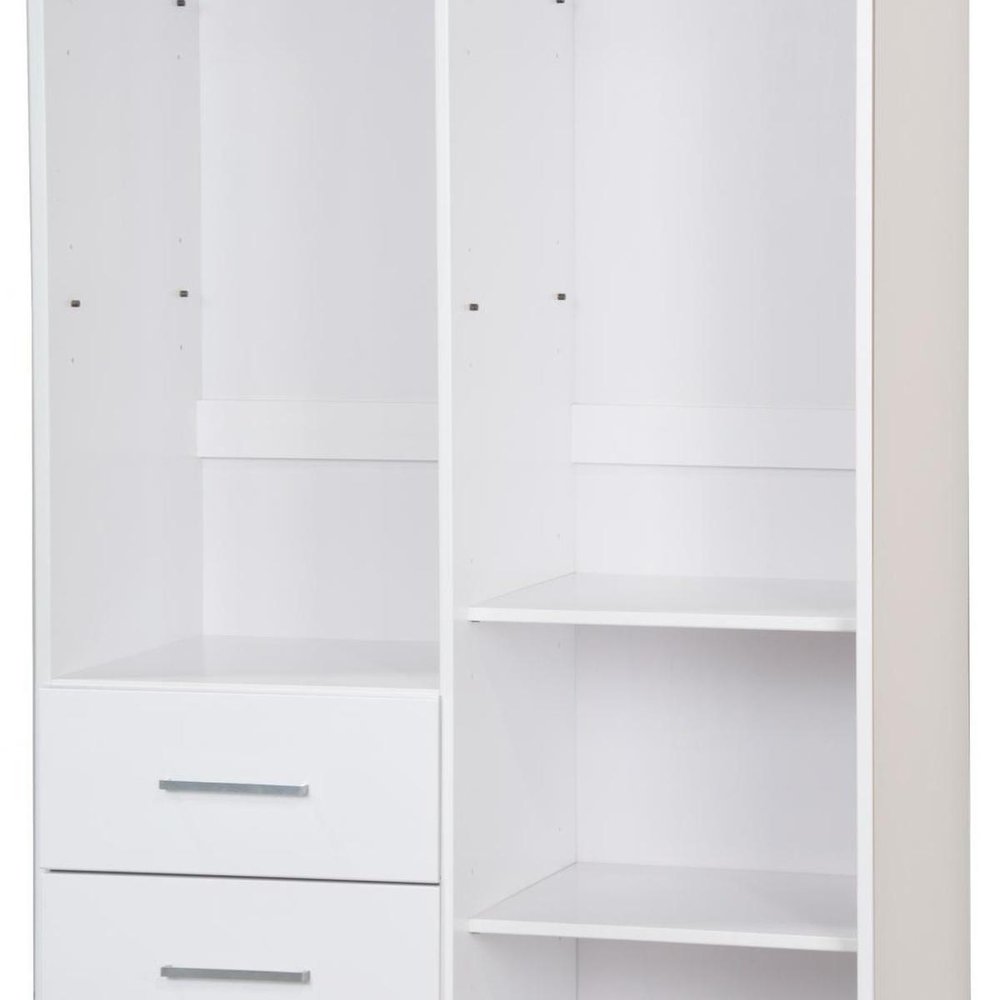 72" White Raised Panel Solid Wood Two Door Three Drawer Combo Dresser